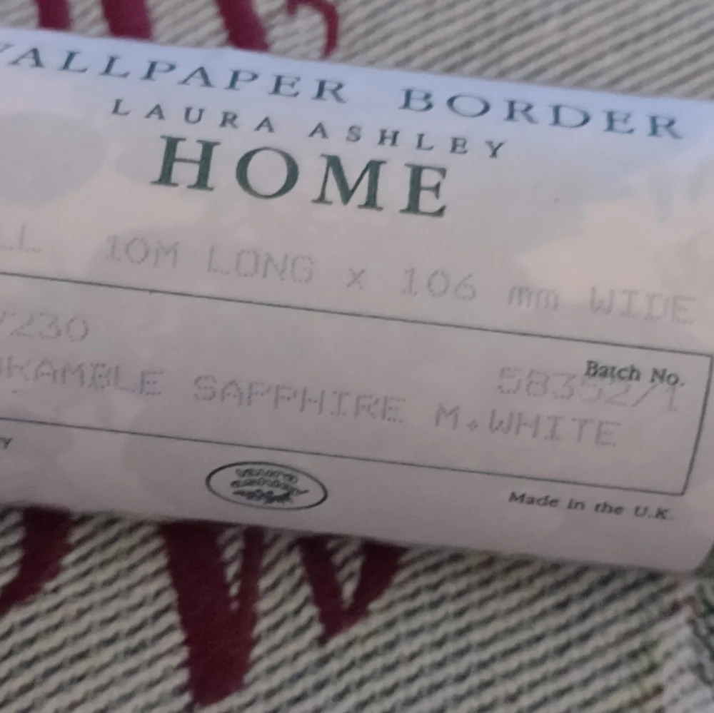 Laura Ashley Home wallpaper border Bramble Sapphire white floral